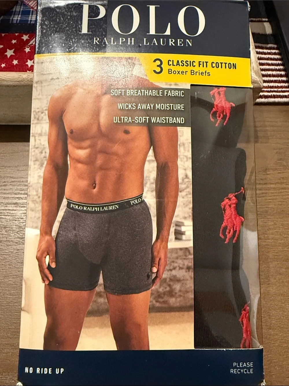 Polo Ralph Lauren Mens Medium Classic Fit Black 3 Pack Boxer Briefs
